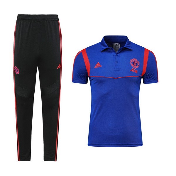 Polo Komplett Set Manchester United 2019-20 Blau Rote